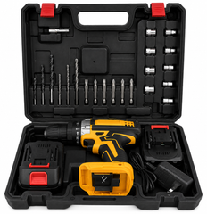 Taladro Atornillador Inalámbrico 21V (2 Baterías + Kit de Accesorios)