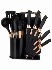Set de Cocina con Utensilios y Cuchillos en Organizador