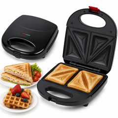 Sandwichera Eléctrica 750 W para Sándwiches, Grill y Waffles