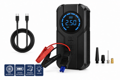 Arrancador de Batería Portátil con Compresor de Aire Digital