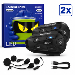 Intercomunicador Bluetooth Karler Bass KR-M11 para Casco de Moto con LED