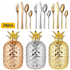 Juego de Cubiertos 24 Piezas en Acero Inoxidable Diseño de Piña