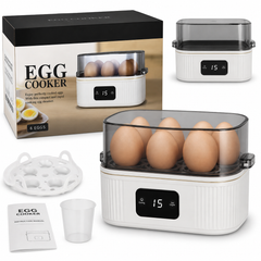 Cocinador Eléctrico de Huevos Egg Cooker 6 Huevos con Temporizador